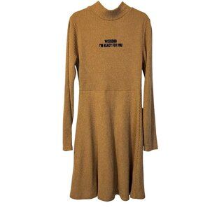 Zara Girl's Tan Ribbed Long Sleeve Dress 11/12 Fall Autumn Cozy Boho